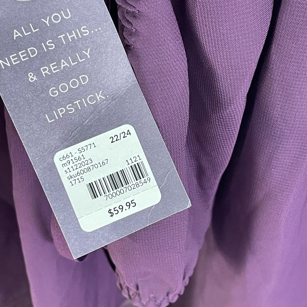 NEW Cacique Womens Plus 22/24 Purple Metallic Sheer Lace Babydoll Lingerie Set - Picture 6 of 14